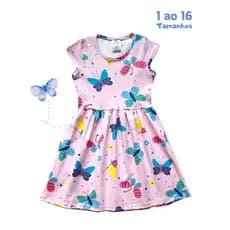 Vestido Verão Infantil e Juvenil Curto em Cotom MANGA JAPONESA 1 AO 16
