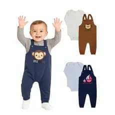 Jardineira Menino Menina kit Roupas de Bebê 2 PEÇAS Conjunto Bebê INVERNO