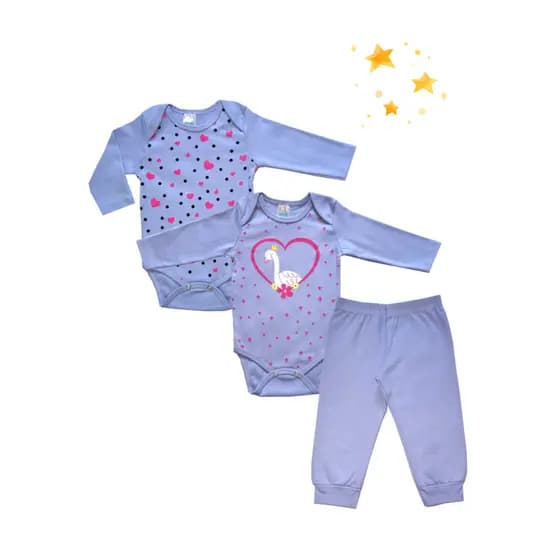 Body Bebê Longo Inverno Saída Maternidade Enxoval  kit com 3 Peças  - 2500