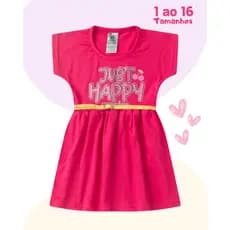 VESTIDO INFANTIL VERÃO CURTO EM COTOM COM CINTO 1 AO 16