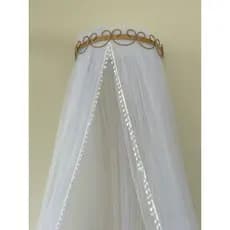 Dossel Arabesco Dourado Tule Pompom