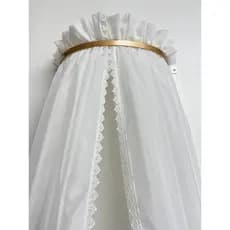 Mosquiteiro Palha Voil Off White e Dossel Dourado Liso