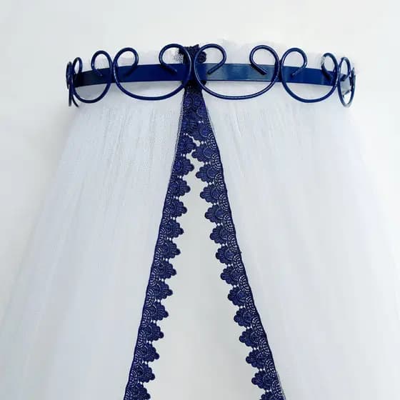 Dossel Arabesco Azul marinho + Mosquiteiro Tule Guipir