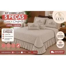 Cobre Leito Queen 5 Peças Matelado Bordado Colcha Queen Microfibra Kit Enxoval Cama Casal Queen