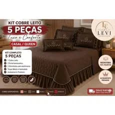Colcha Cobre leito Jogo de cama  Queen Marrom com Babado e Bordado  Enxoval Premium de Microfibra