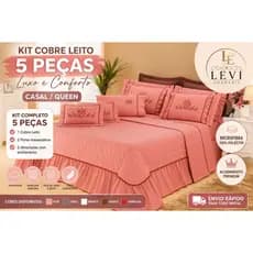 Colcha Cobre Leito Casal Queen 5 peças Matelado Bordado Jogo de cama Luxo Macio Mosaico
