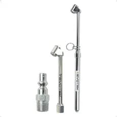 Kit Calibrador Medidor De Pressão 150 Psi Com Bico Para Encher Pneu E Pino De Engate Carro Moto Uso