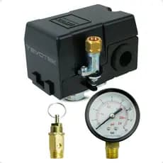 Kit Pressostato 1 Via Ou 4 Vias Com Manômetro E Válvula de Alívio Para Compressor Todas As Marcas
