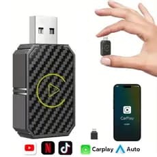 Conversor CarPlay Wireless Android Auto Adaptador Sem Fio Central Multimidia Carro 2 Em 1 Plug Play