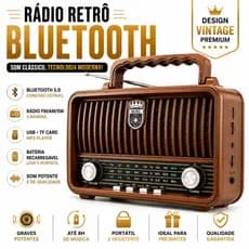 Rádio Vintage Bluetooth USB FM AM SW Mp3 Recarregavel Portátil Caixa de Som Retro Decorativa
