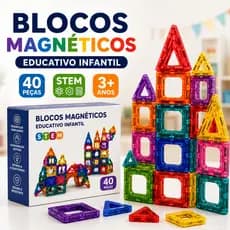 Blocos Magnéticos Educativos de Construção Presente Para Crianças 40Pç Desenvolva Criatividade E Raciocínio Brincando