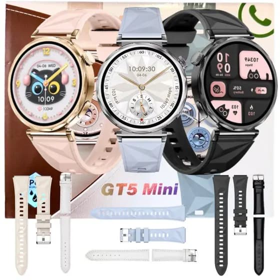 Smart Watch Relógio Feminino Luxo Delicado Series 11 Lançamento Mini GT5 Chatgpt Gps C/2 Pulseiras