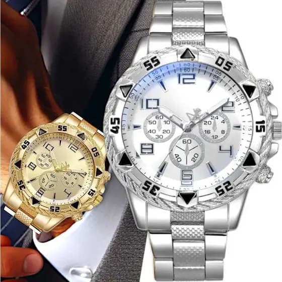 Relógio Masculino Sortidos Kit 2 Kit masculino 2 relogios masculino banhado a 18 k relógio prata AÇO