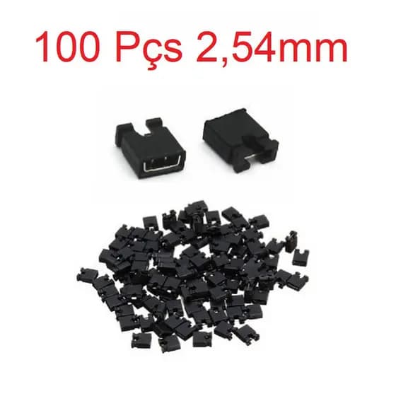 Conector Jumper Sem Aba Preto 2,54mm - 100 Unidades