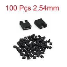 Conector Jumper Sem Aba Preto 2,54mm - 100 Unidades