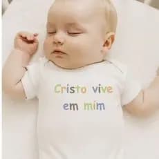 Roupinha de Bebe  Body Cristão Frases Gospel Body de Bebê Cristo Vive me Mim Religioso Presente Gestantes Body Premiun