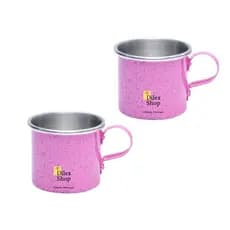 Kit 2 Canecas Coloridas Xícaras Retrô Em Alumínio Café Chá