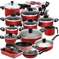 Mega Jogo de Panelas Antiaderente + Panela de Pressão 4,5L + Frigideiras + Panela Wok 18 Peças