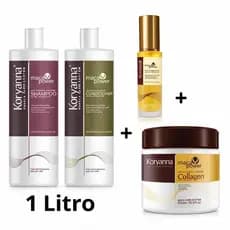 KIT 4 Shampoo 1L, Condicionador 1L, Máscara Koryanna, Óleo Koryanna 50ml