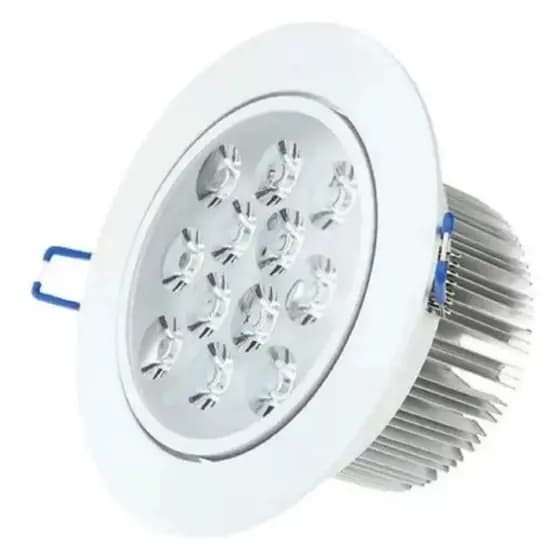kit 6 lâmpadas Spot LED 12W embutir redonda bco frio Bivolt