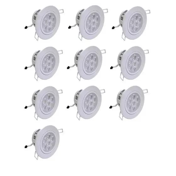Kit 10 lâmpadas Spot LED 7W branco quente Bivolt luz amarela
