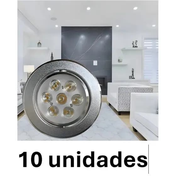 Kit 10 Lampadas Spot Led 7w Branco frio cromada