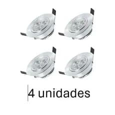 kit 4 Lâmpadas Spot Led 3w alumínio cromada luz bco quente