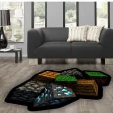 Tapete Minecraft Grande 1,30m x 1,00m - Decoração Animes Geek para Sala de Jogos e Quarto