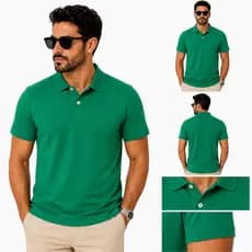 Camisa Polo Verde Pronto Envio Uniforme Bordar Sem Logo  Algodâo Gola Polo Verde
