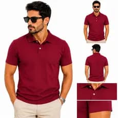 Camisa gola Polo Vinho para homem Premium Algodão Original Sem Bolso Elastano Pronto Envio Manga Curta
