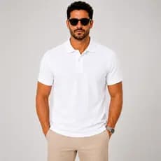 Camisa Polo Masculina Branca Premium Algodão Lisa Básica Casual Original Pronta Entrega