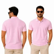 Camisa Polo Rosa Bebê Masculina Premium Piquet Lisa Sem Punho Sem Bolso Confortável Pronta Entrega