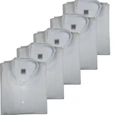 Kit 5 Camisas Polo Branca Masculina Branca Premium Manga Curta Gola Polo
