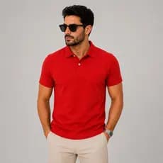 Camisa Gola Polo Vermelha Lisa Premium para  Manga Curta Pronta Entrega