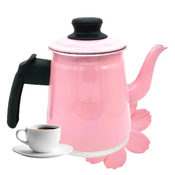 Bule de Alumínio Rosa/Vermelho 1L Chá Café Cantinho do Café Fervedor 1L Não Desbota Vai no Fogo