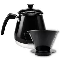 Bule Fervedor Leiteira de Alumínio Pintado p/ Café e Chá 1L + Coador Resistente Reutilizável Luxo