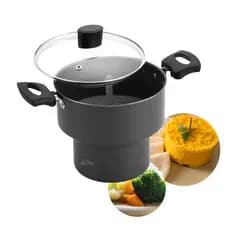 Cuscuzeira Antiaderente Luxo Com Tampa De Vidro N14 Faz Cuscuz Legumes no Vapor Caldeirão de Feijão