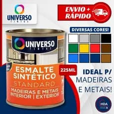Tinta Esmalte Sintético Para Ferro Madeira e Metais 1/16 225ml Brilhante - Universo Diversas Cores