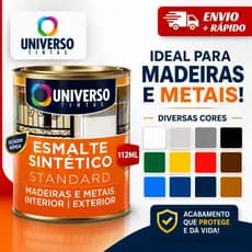 Tinta Esmalte Sintético Para Ferro Madeira e Metais 1/32 112,5ml Brilhante - Universo Diversas Cores