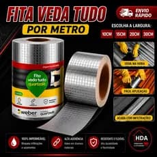 Fita Aluminio Vedação Veda Tudo Trincas Laje Telhado Telhas Calhas 10cm - 15cm - 20cm - Quartzolit