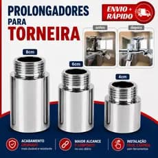 Alongador Prolongador Extensor De Torneira Em Metal Inox 1/2" 20 mm 4cm 6cm 8cm - Emavah