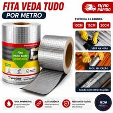 Fita Manta asfaltica  Aluminio Vedação Vazamentos Veda Tudo Trincas Laje Telhado Telhas 10cm 15cm 20cm