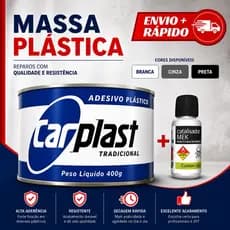 Massa Plastica Branca Preta Cinza Adesivo Plastico 400g Catalisador Funilaria Carro Multi - Carplast