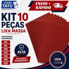 Lixa Para Massa Kit 10 Unidades Parede Reboco Massa Corrida Gesso 60 A 220 - Lixas Tatu