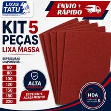 Lixa Para Massa Kit 5 Unidades Parede Reboco Massa Corrida Gesso 60 A 220 - Tatu