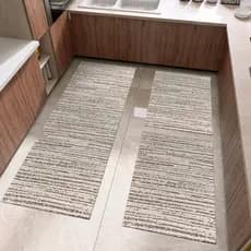 Kit Tapetes Cozinha Jacquard Jogo 3 Peças Antiderrapante Passadeira Capacho Geométrico Mesclado
