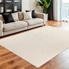 Tapete Sala Quarto 3,00 x 2,00 Grande Boho Rústico 100% Algodão Bege Palha Antiderrapante Decorativo