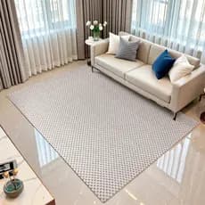 Tapete Sala Quarto Xadrez 2,00 x 1,40m Rústico Bege Palha Antiderrapante Fácil Limpeza Decorativo