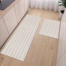Kit Tapete Cozinha 2 Peças Jogo Passadeira Capacho Artesanal Listrado 100% Algodão Lavável