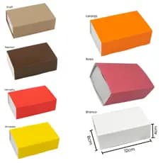 Caixas cores lisa para 06 doces ou Multiuso, deslizante (12x08x04cm) para presentes e Lembrancinhas